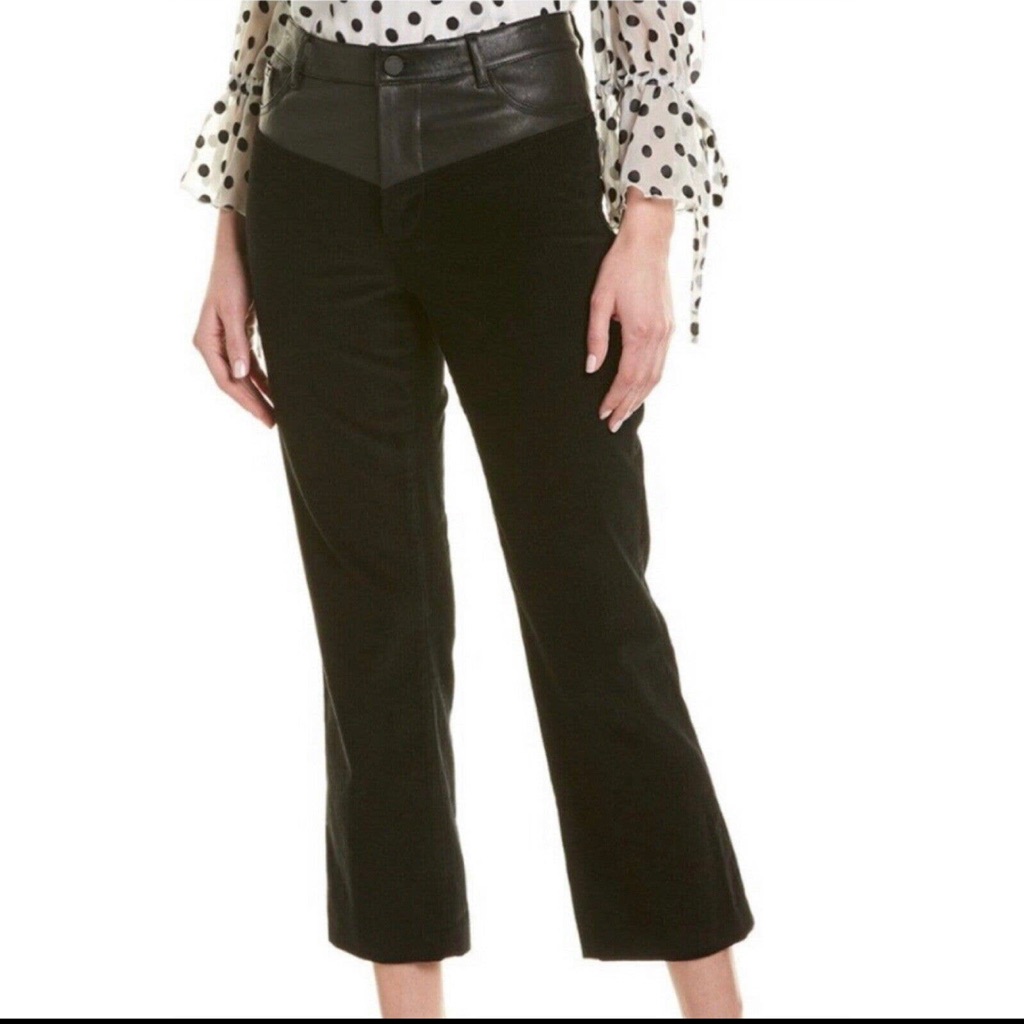Alice + Olivia Womens Size 4 Pants Black 100% Real Leather Corduroy. Nwt.